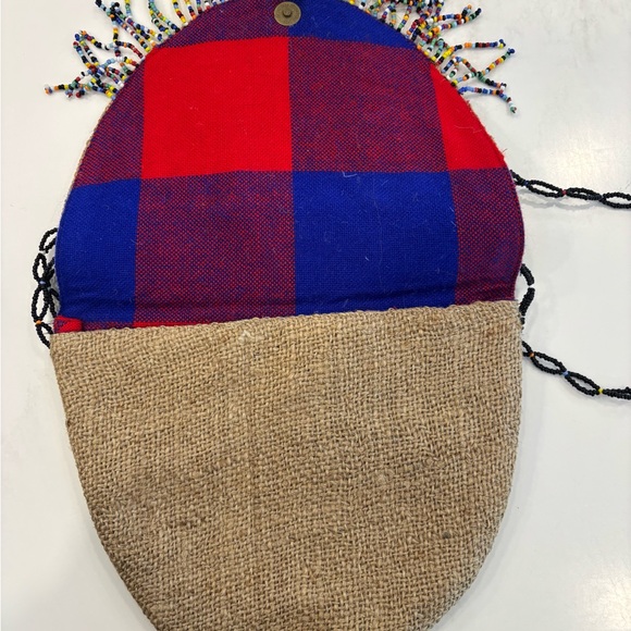 FEED Kenya Natural Jute Tote with Multicolor Beading plus small crossbody bag - Picture 4 of 10